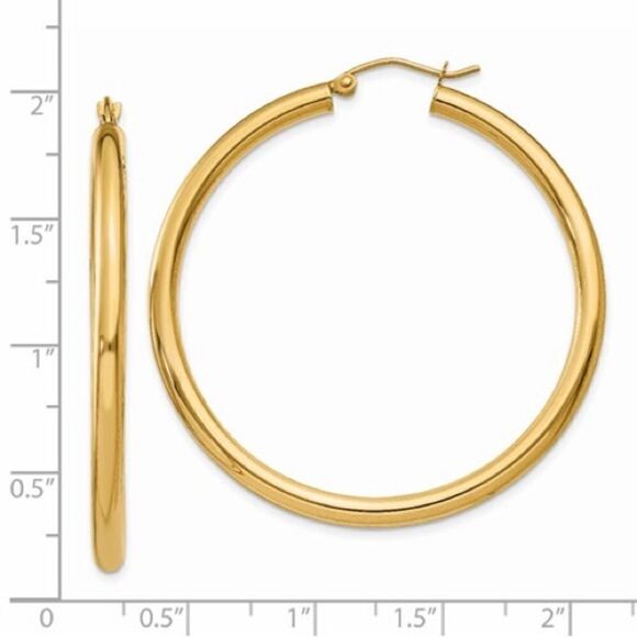 14k gold classic hoop earrings - Picture 5 of 8